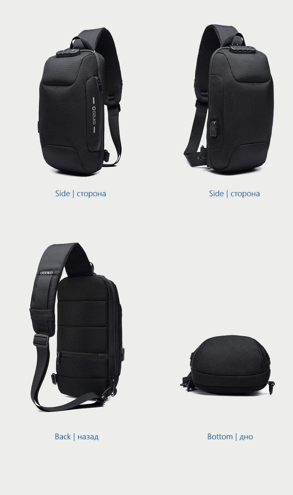 Waterproof Anti-Theft Crossbody Backpack with USB Charging – Slim Design for Daily Use, Multiple Pockets, Adjustable Straps