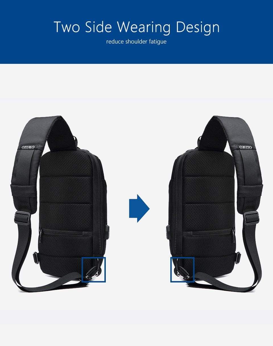 Waterproof Anti-Theft Crossbody Backpack with USB Charging – Slim Design for Daily Use, Multiple Pockets, Adjustable Straps