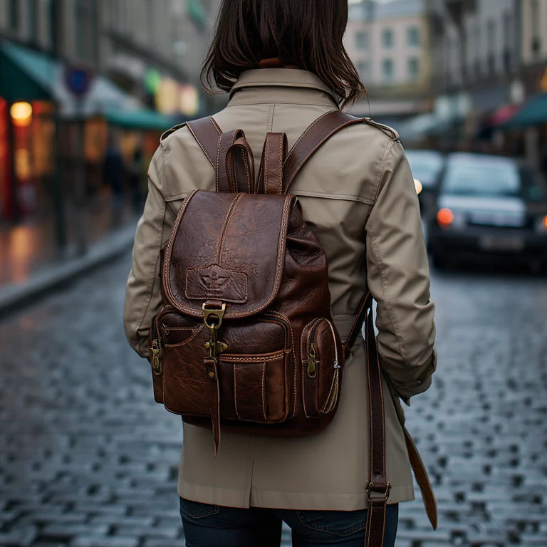 Vegan Faux Leather Backpack For Women