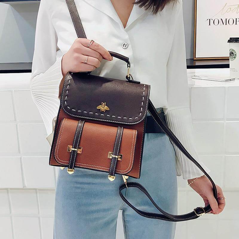Little Bee Retro Vegan-Leather Backpack