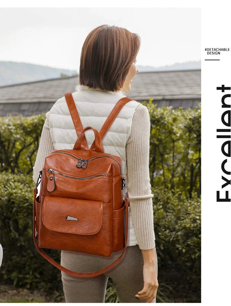 Vintage Women’s Vegan-Leather Backpack