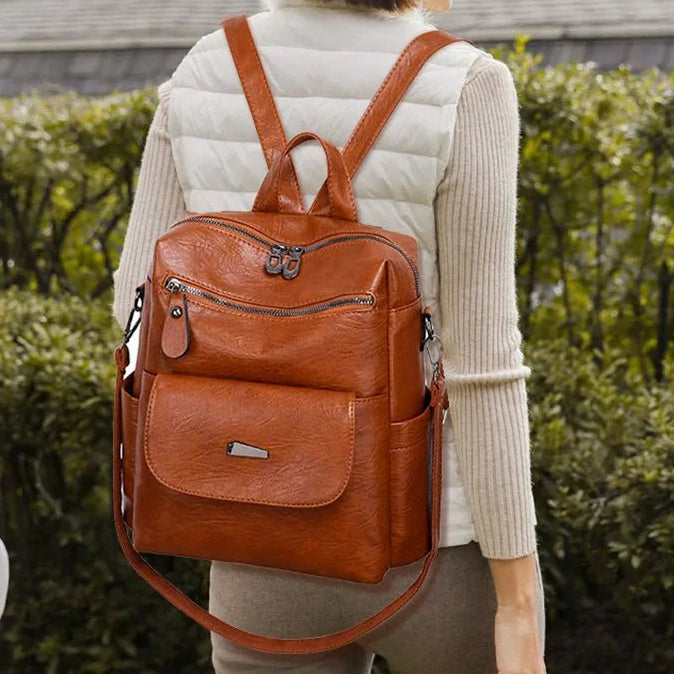 Vintage Vegan Leather Backpack For Women
