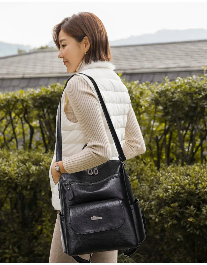 Vintage Women’s Vegan-Leather Backpack