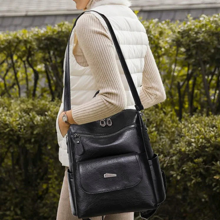 Vintage Vegan Leather Backpack For Women