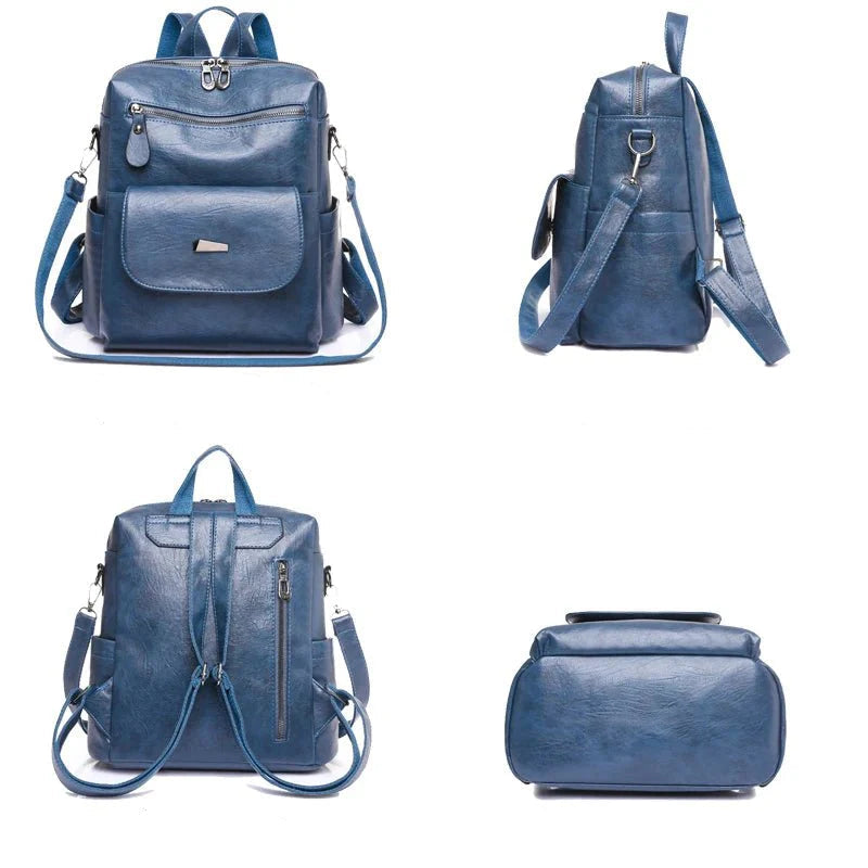 Vintage Vegan Leather Backpack For Women