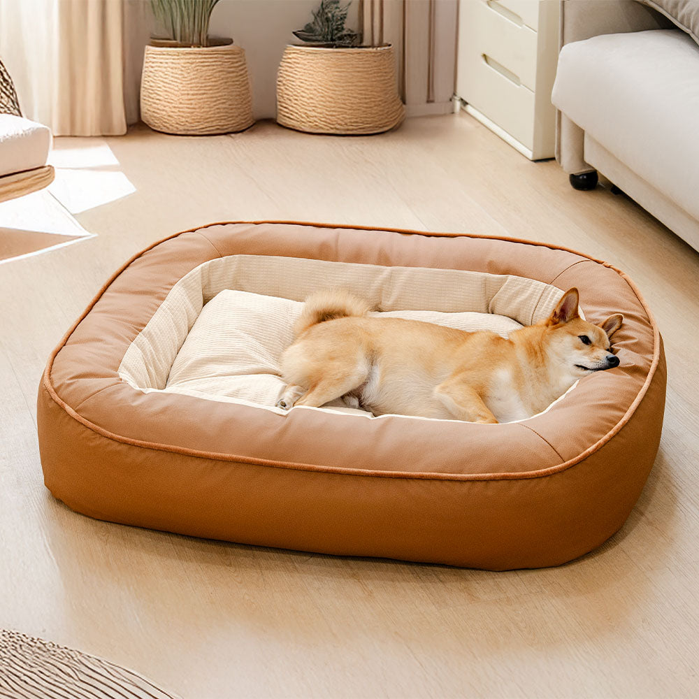 Waterproof Resistant Synthetic Leather Dog Bed With Four Sizes