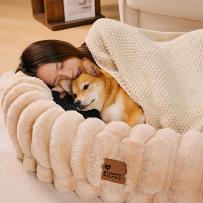 Creamy Plush Super Large Donut Dog Bed For Humans Cuddle Cradle