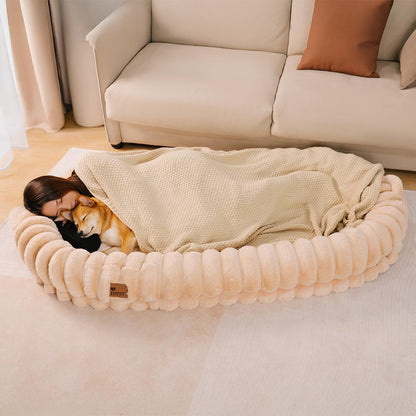 Creamy Plush Super Large Donut Dog Bed For Humans Cuddle Cradle