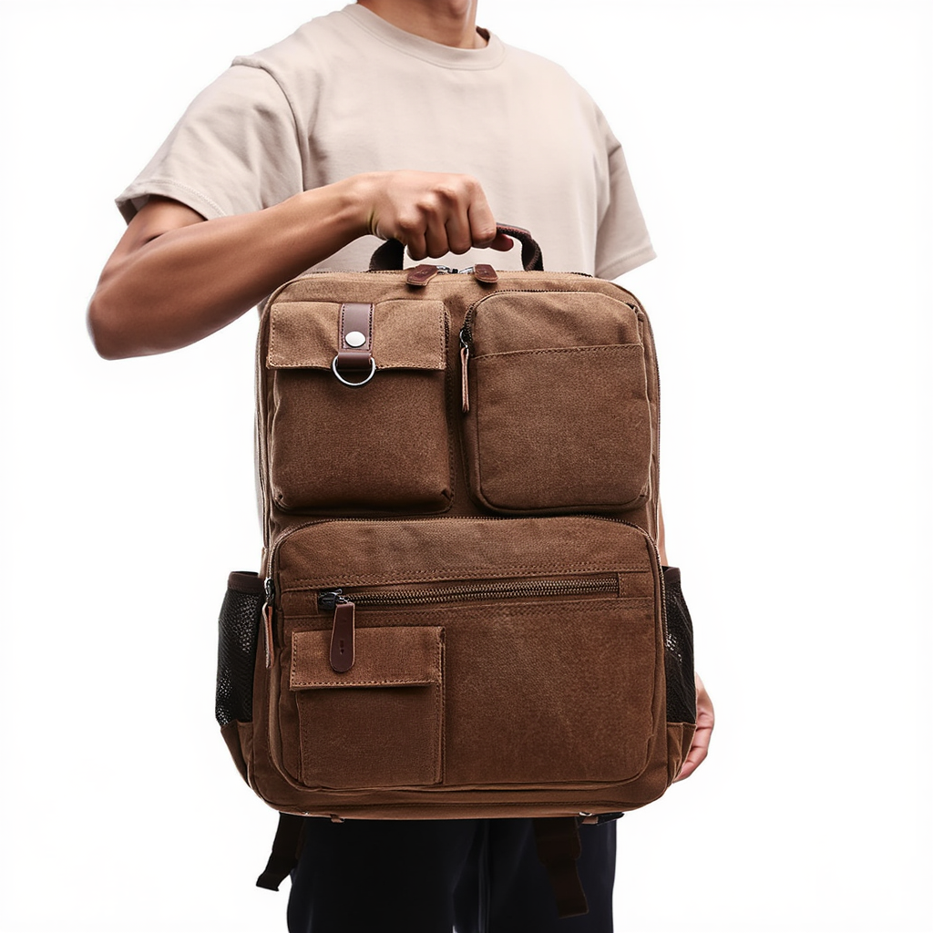 Classic Vintage Canvas Laptop Backpack for Men