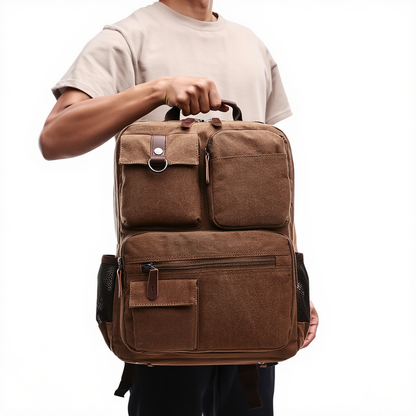 Classic Vintage Canvas Laptop Backpack for Men