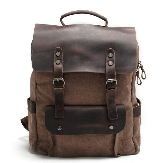 Azodulla Unisex Vintage Backpack | High-Quality Canvas & Cow Leather, Stylish Design