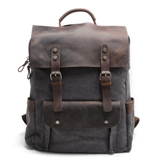 Azodulla Unisex Vintage Backpack | High-Quality Canvas & Cow Leather, Stylish Design