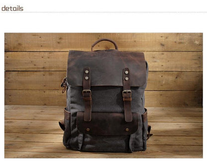 Azodulla Unisex Vintage Backpack | High-Quality Canvas & Cow Leather, Stylish Design