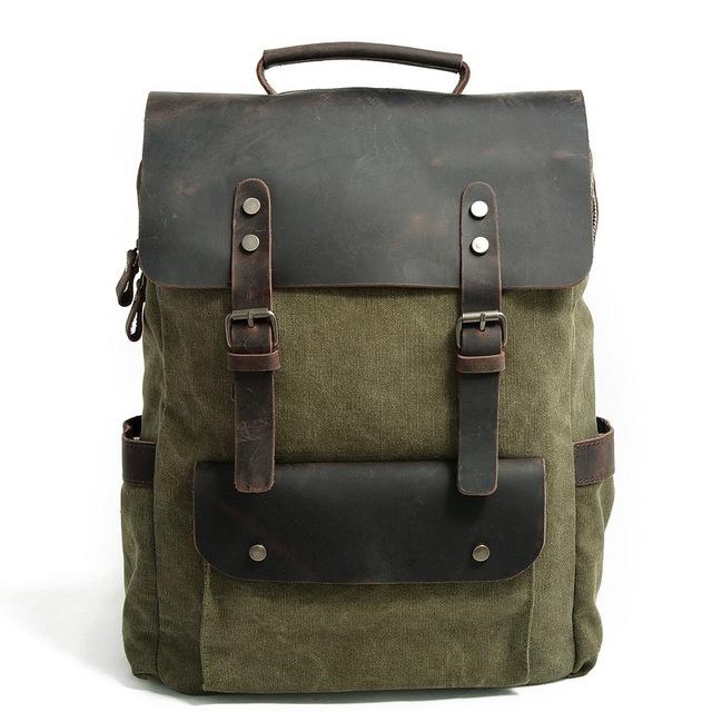 Azodulla Unisex Vintage Backpack | High-Quality Canvas & Cow Leather, Stylish Design
