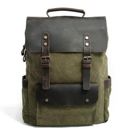 Azodulla Unisex Vintage Backpack | High-Quality Canvas & Cow Leather, Stylish Design