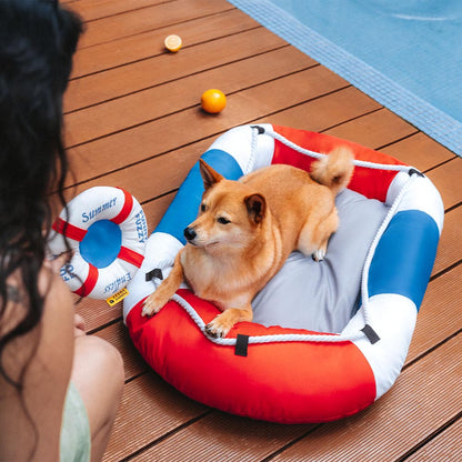 Boat Shaped Waterproof Cooling Bed For Pets With Chill Pillow