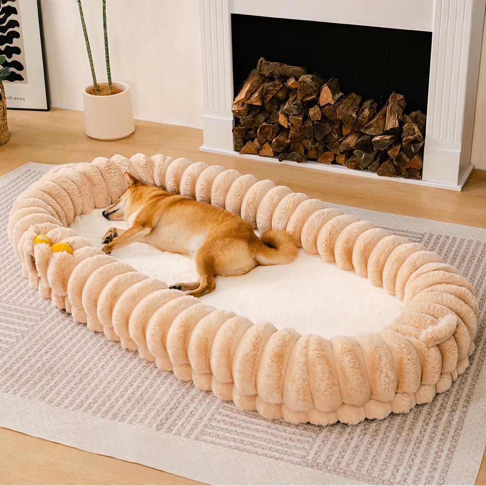 Creamy Plush Super Large Donut Dog Bed For Humans Cuddle Cradle