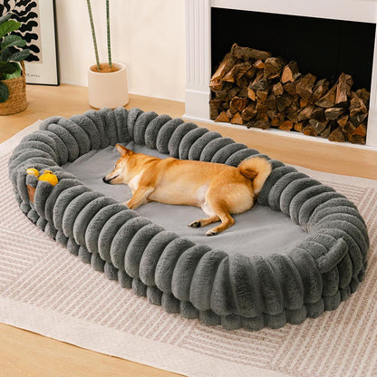 Creamy Plush Super Large Donut Dog Bed For Humans Cuddle Cradle