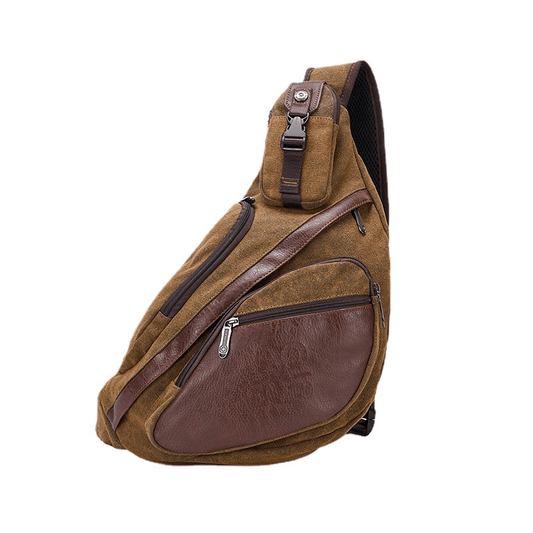 Cora Unisex Backpack | Canvas & Faux Leather, Coffee Color