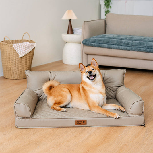 Luxe Faux Leather Orthopedic Bed For Large Dogs Foldable Sofa