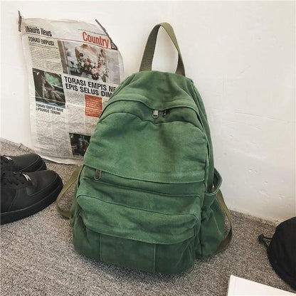 Durable Water-Resistant Small Canvas Backpack with Front Pocket – Compact Travel Backpack for Daily Use