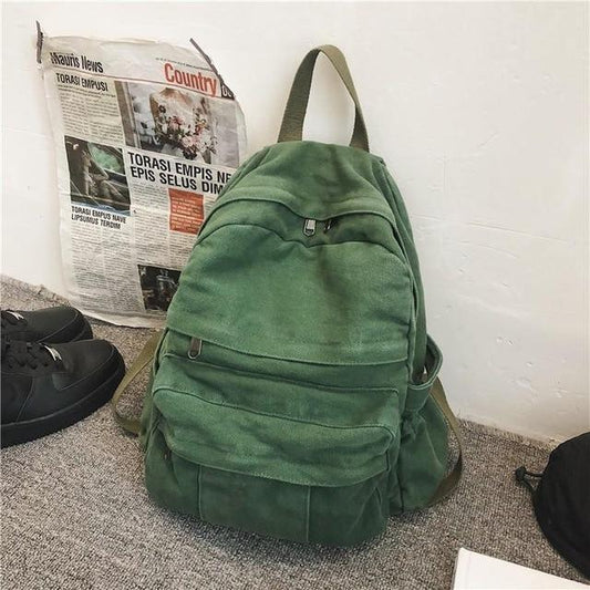 Durable Water-Resistant Small Canvas Backpack with Front Pocket – Compact Travel Backpack for Daily Use
