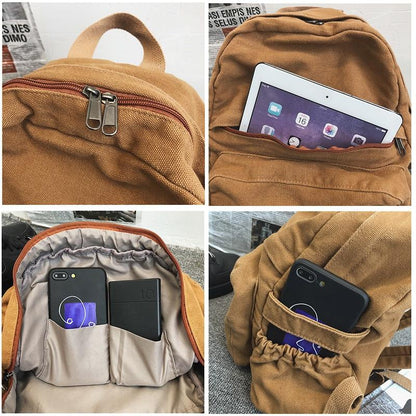 Durable Water-Resistant Small Canvas Backpack with Front Pocket – Compact Travel Backpack for Daily Use