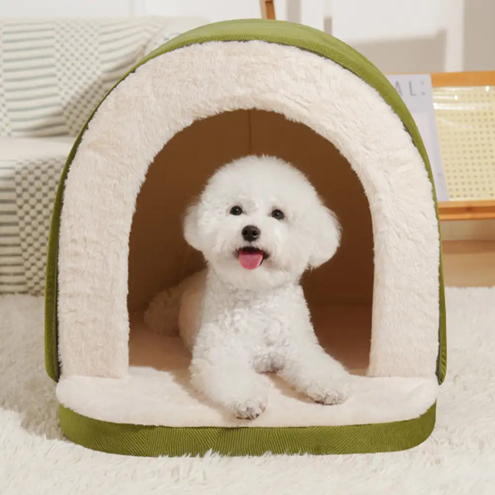 Warm Plush Pet Cave House with Foam - Anti-Anxiety Design