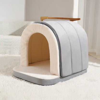 Warm Plush Pet Cave House with Foam - Anti-Anxiety Design
