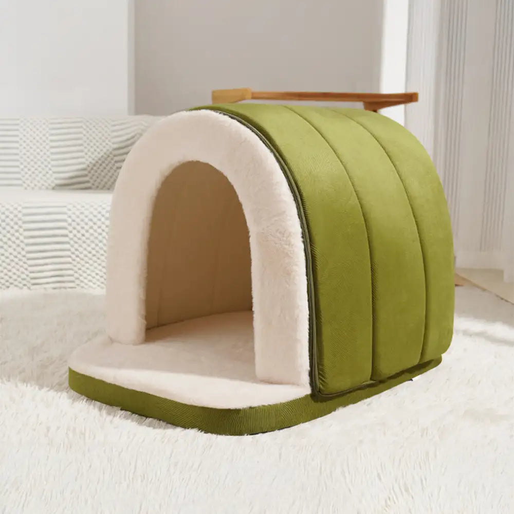 Warm Plush Pet Cave House with Foam - Anti-Anxiety Design