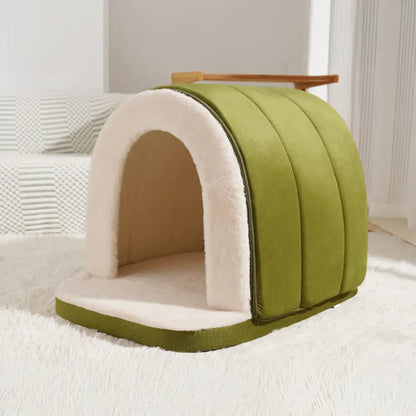 Warm Plush Pet Cave House with Foam - Anti-Anxiety Design