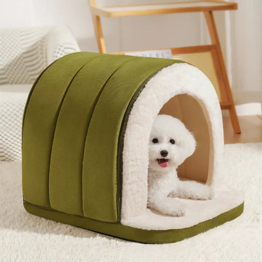Warm Plush Pet Cave House with Foam - Anti-Anxiety Design