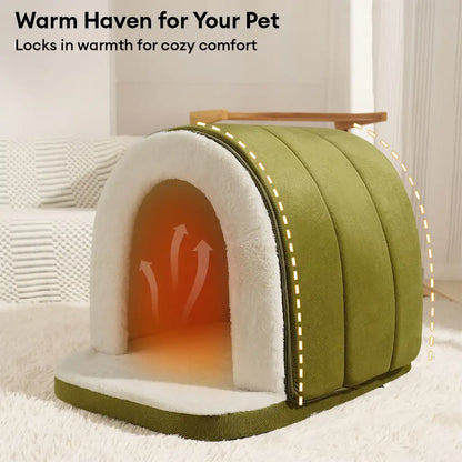 Warm Plush Pet Cave House with Foam - Anti-Anxiety Design