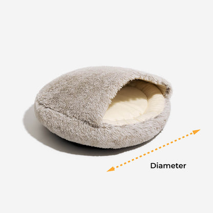 Calming Plush Bed – Cozy Hooded Dog & Cat Cave with Warm Cover