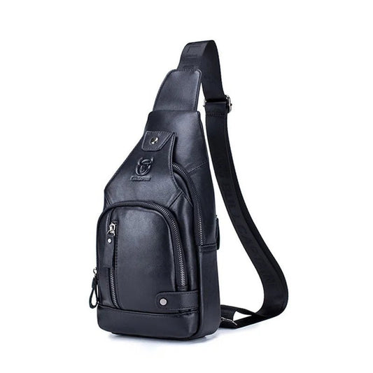 Genuine Leather Crossbody Bag with USB Charging Port – Black Crossbody Bag for Women and Men, Stylish and Functional for Daily Use 0