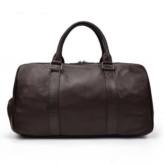 Genuine Leather Travel Bag | Luxurious Weekend Luggage with Shoulder Strap