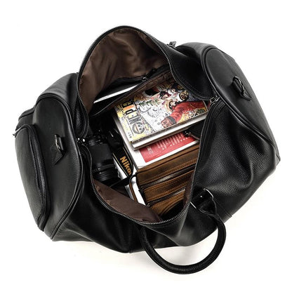 Genuine Leather Travel Bag | Luxurious Weekend Luggage with Shoulder Strap
