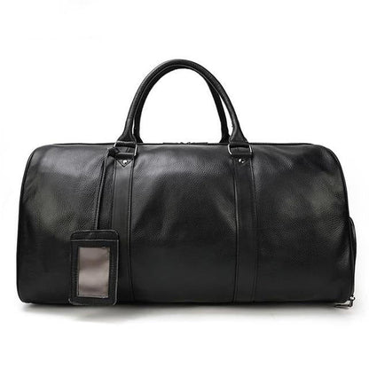 Genuine Leather Travel Bag | Luxurious Weekend Luggage with Shoulder Strap