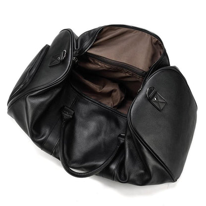 Genuine Leather Travel Bag | Luxurious Weekend Luggage with Shoulder Strap