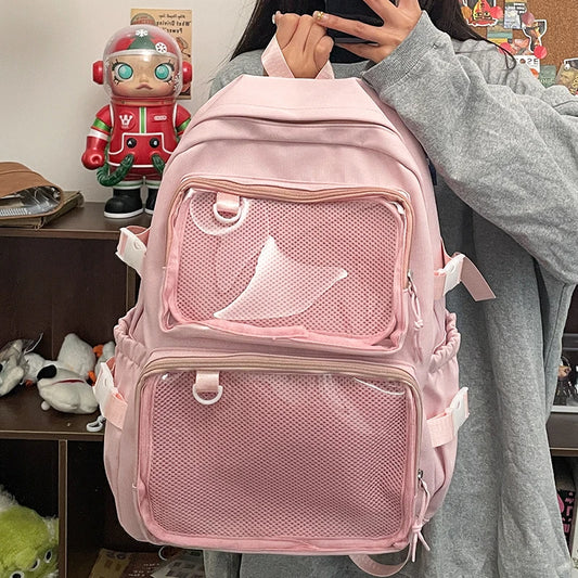 Juno Girls' Japanese Bag | Transparent PVC Backpack, Large Capacity