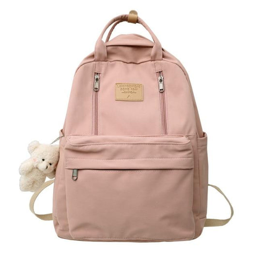 K-Pop Girls' Backpack | Multifunctional Design, Cute Teddy Bear Pendant