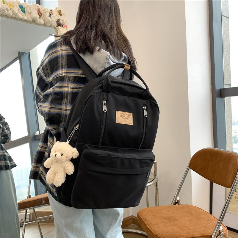 K-Pop Girls' Backpack | Multifunctional Design, Cute Teddy Bear Pendant
