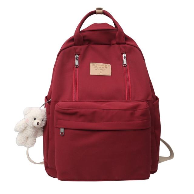 K-Pop Girls' Backpack | Multifunctional Design, Cute Teddy Bear Pendant