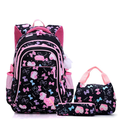 Kawaii 3-Piece Pink Waterproof School Laptop Backpack