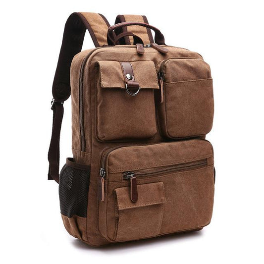 Luma Men's Laptop Backpack | Vintage Canvas, 8 Compartments