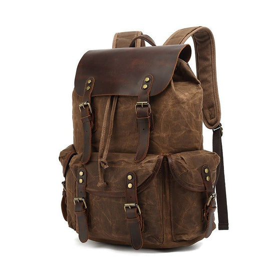 Luna Leather Backpack | Vintage Canvas Travel Rucksack, Water-Resistant