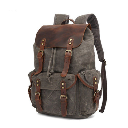 Luna Leather Backpack | Vintage Canvas Travel Rucksack, Water-Resistant