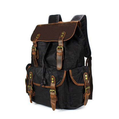 Luna Leather Backpack | Vintage Canvas Travel Rucksack, Water-Resistant