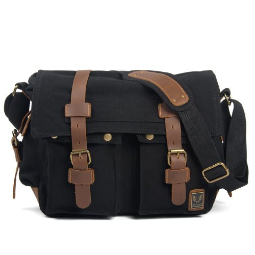 Rugged Messenger Bag | Canvas with Leather Accents, Compact Design