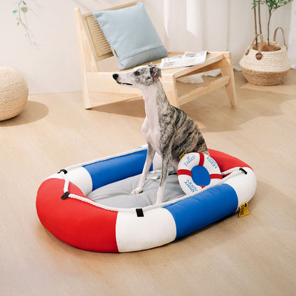 Boat Shaped Waterproof Cooling Bed For Pets With Chill Pillow
